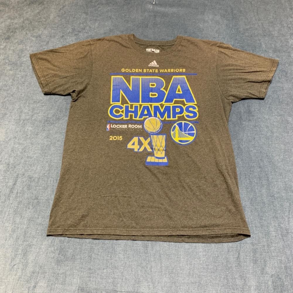 Adidas T-Shirt Mens Large Gray Golden State Warriors 2015 NBA Champs Locker Room